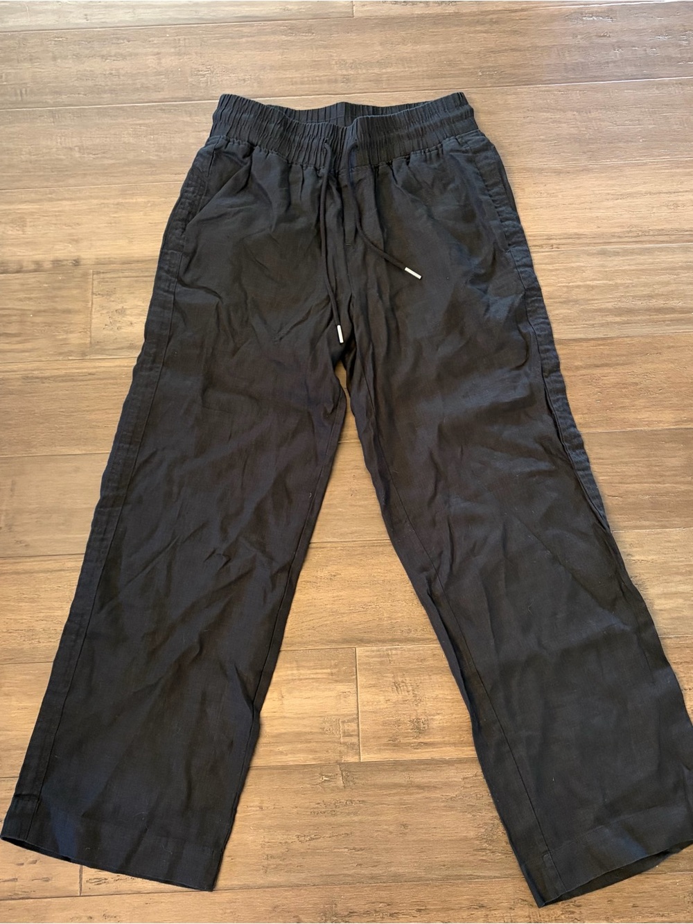 Quince Black Drawstring Linen Pants